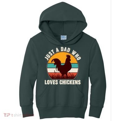 Vintage Just A Dad Who Loves Chickens Kids Hoodie