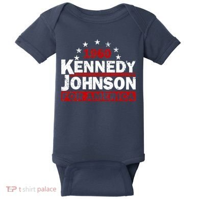 Vintage Kennedy Johnson 1960 For America Baby Bodysuit