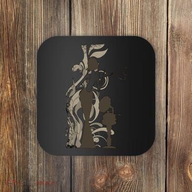 Vintage Lady Smoking Record Player Coaster