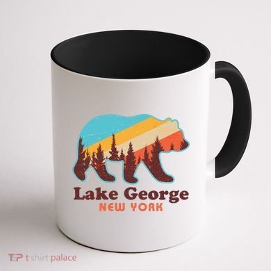Vintage Lake George New York Forest Bear Coffee Mug back