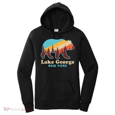 Vintage Lake George New York Forest Bear Women's Hoodie