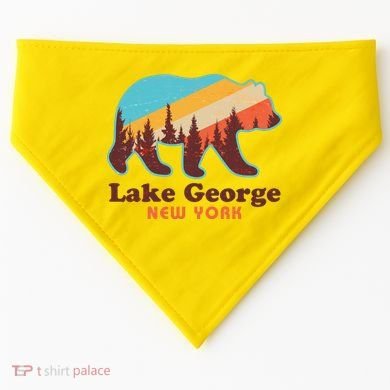 Vintage Lake George New York Forest Bear USA-Made Doggie Bandana