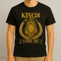 Vintage Lion Kings Are Born In February T-Shirt thumb 3