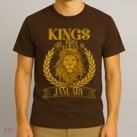 Vintage Lion Kings Are Born In January T-Shirt thumb 3