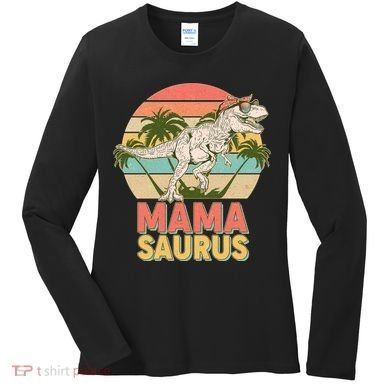 Vintage Mama Saurus T-Rex Mom Mother Women's Long Sleeve Shirt