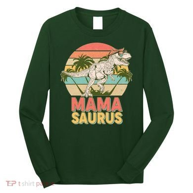 Vintage Mama Saurus T-Rex Mom Mother Long Sleeve Shirt