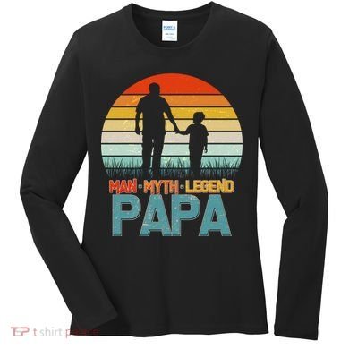 Vintage Man Myth Legend Papa Women's Long Sleeve Shirt