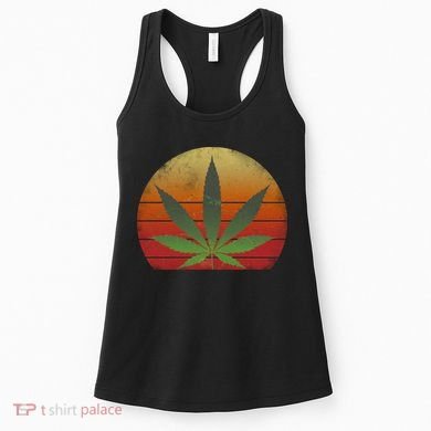 Vintage Marijuana Weed Sunset Women's Tank Top