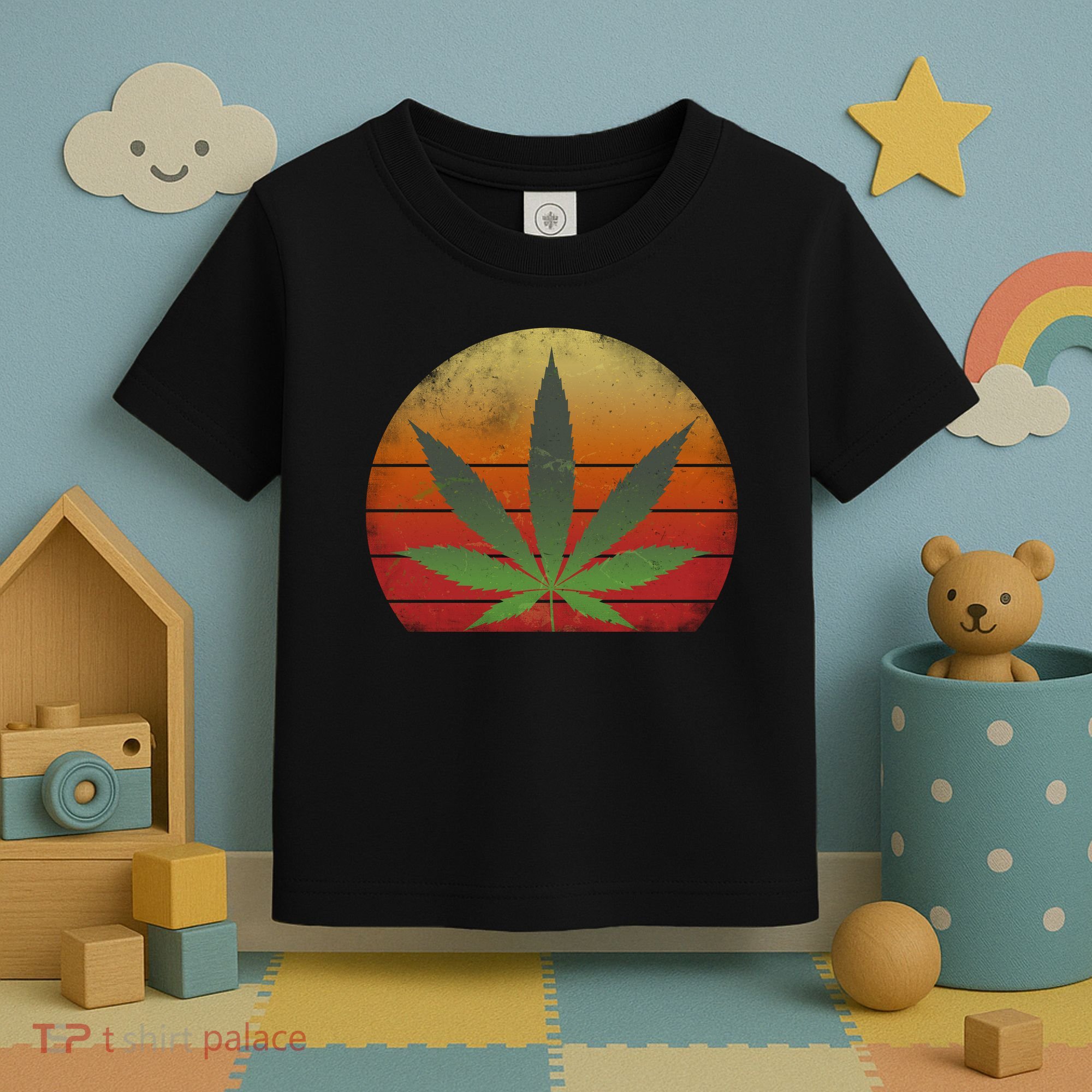 Vintage Marijuana Weed Sunset Toddler T-Shirt