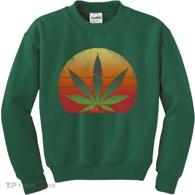 Vintage Marijuana Weed Sunset Kids Sweatshirt