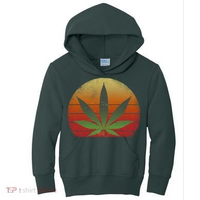 Vintage Marijuana Weed Sunset Kids Hoodie