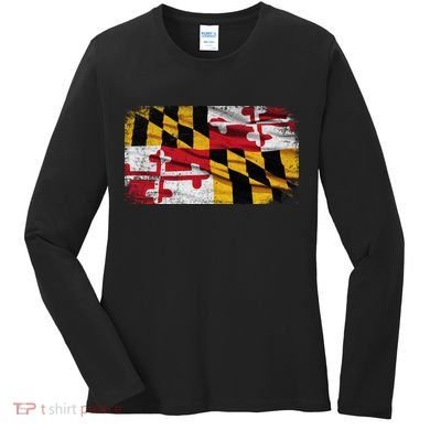Vintage Maryland Flag Women's Long Sleeve Shirt