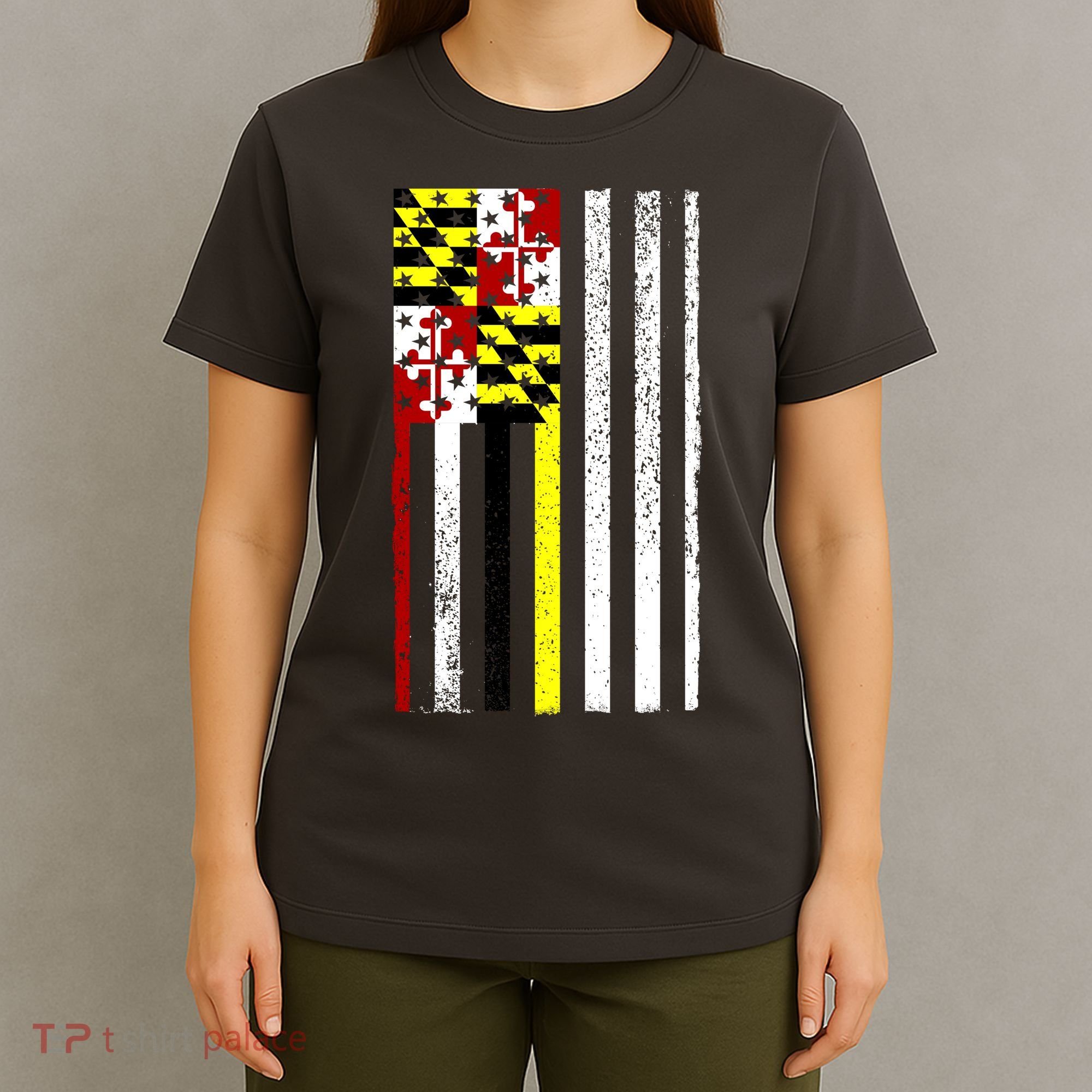 Vintage Maryland State American Flag T-Shirt