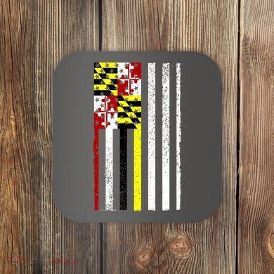 Vintage Maryland State American Flag Coaster