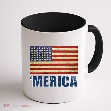 Vintage Merica Flag Coffee Mug back