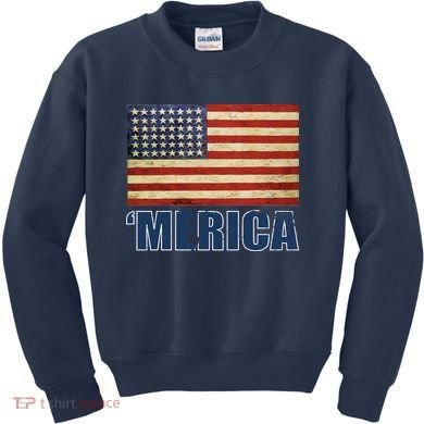 Vintage Merica Flag Kids Sweatshirt