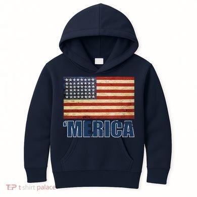 Vintage Merica Flag Kids Hoodie