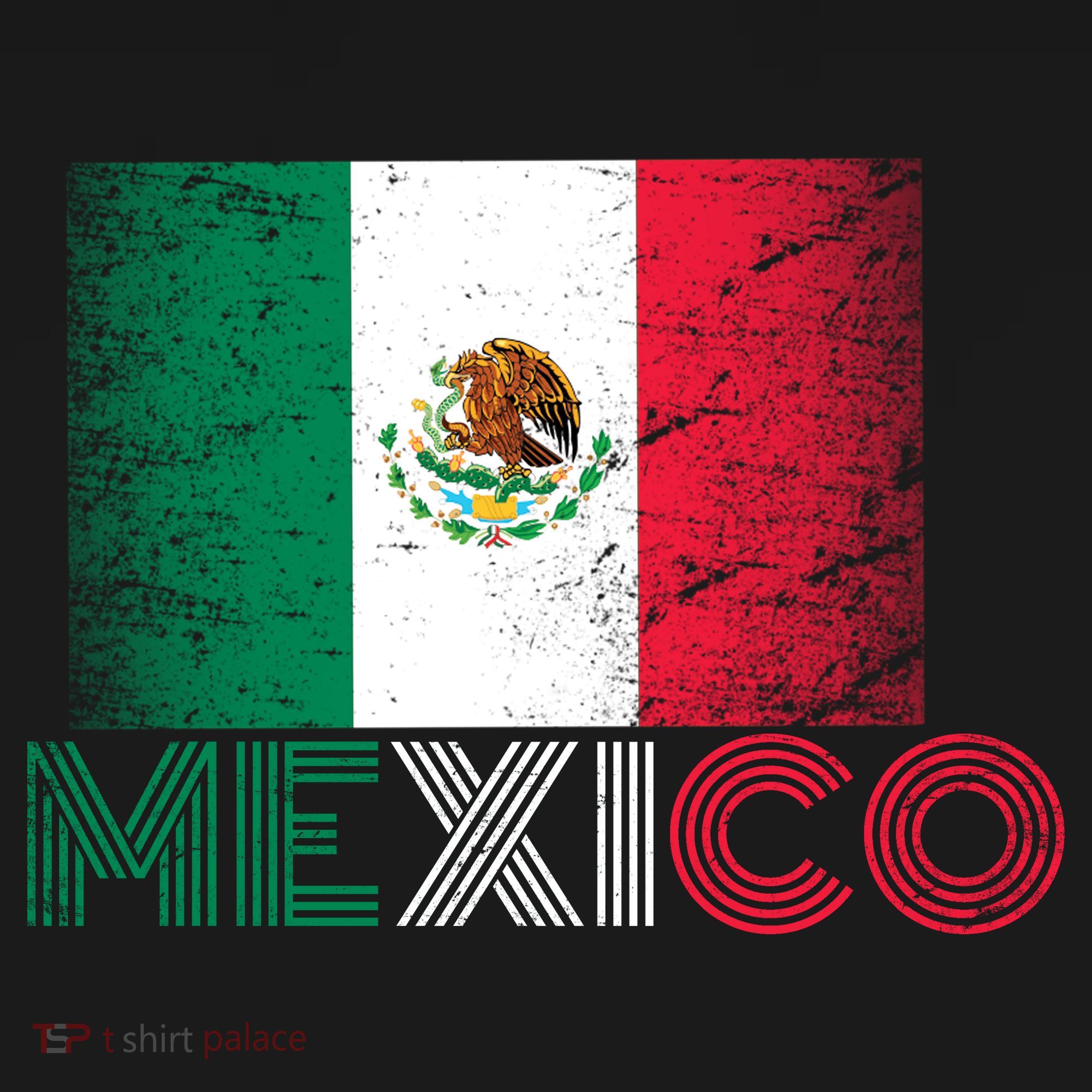 Vintage Mexico Distress Logo Flag T-Shirt