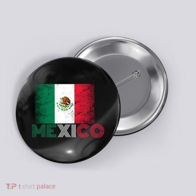 Vintage Mexico Distress Logo Flag Button