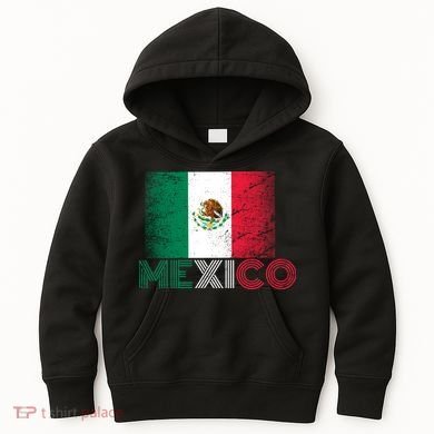 Vintage Mexico Distress Logo Flag Kids Hoodie