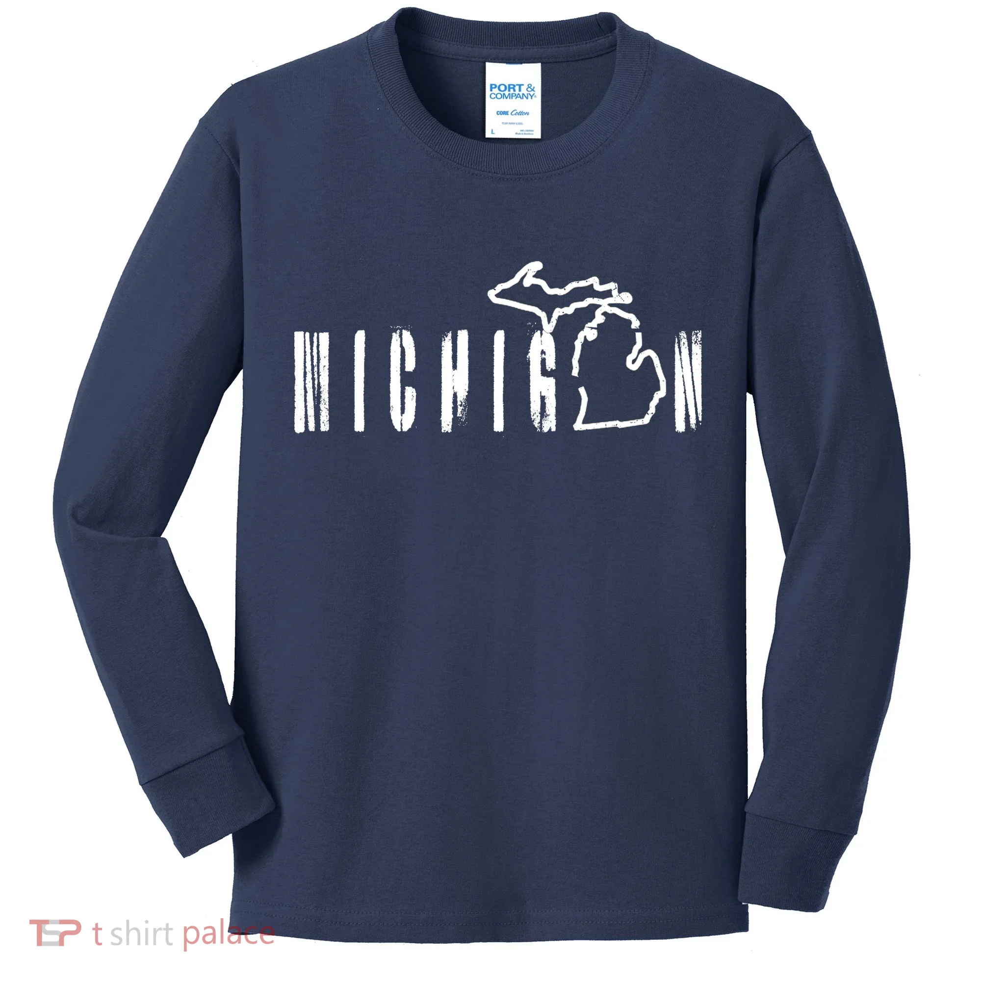 Vintage Michigan Mitten Kids Long Sleeve Shirt