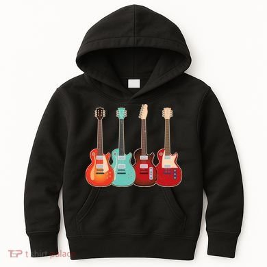 Vintage Multi Guitars Music Kids Hoodie