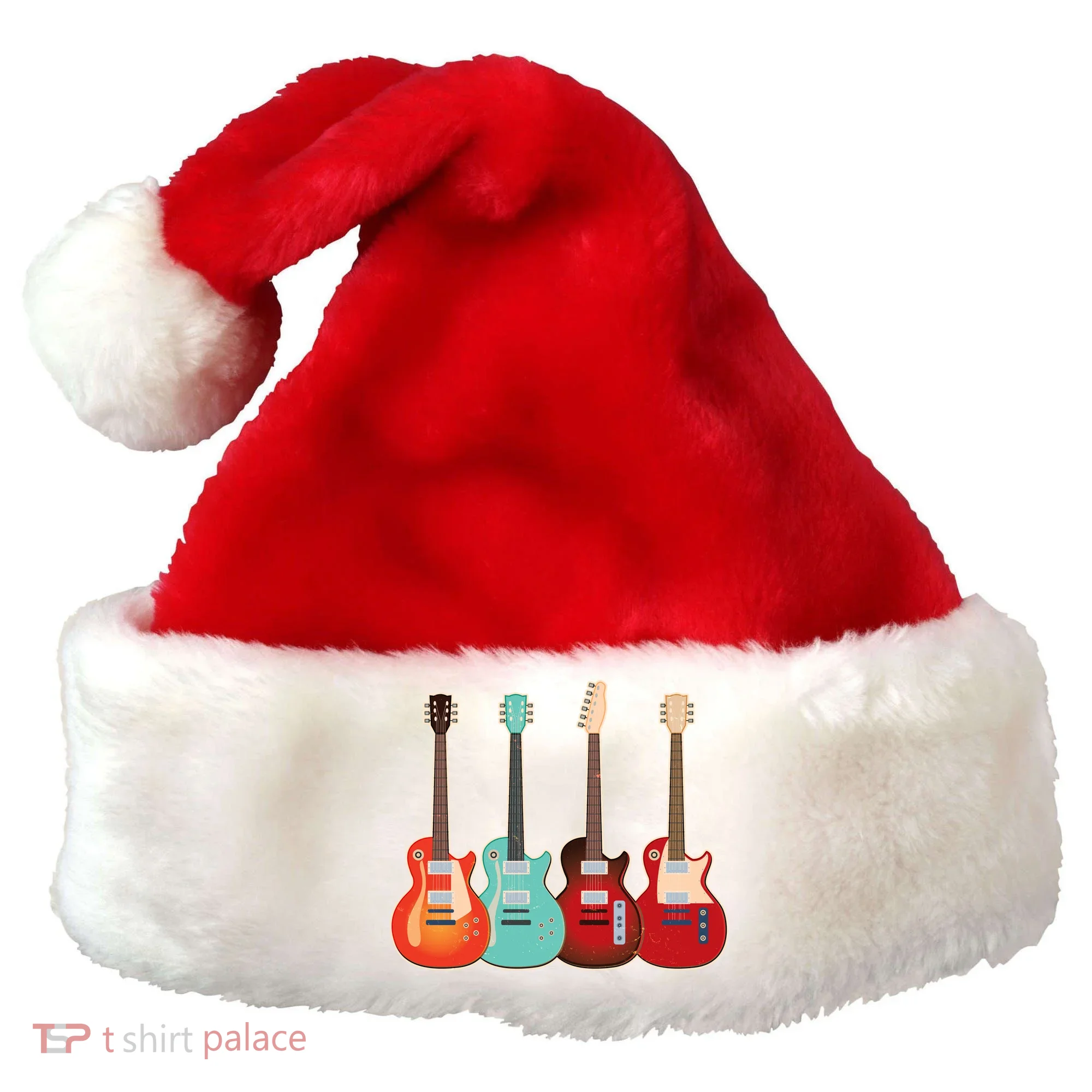 Vintage Multi Guitars Music Santa Hat