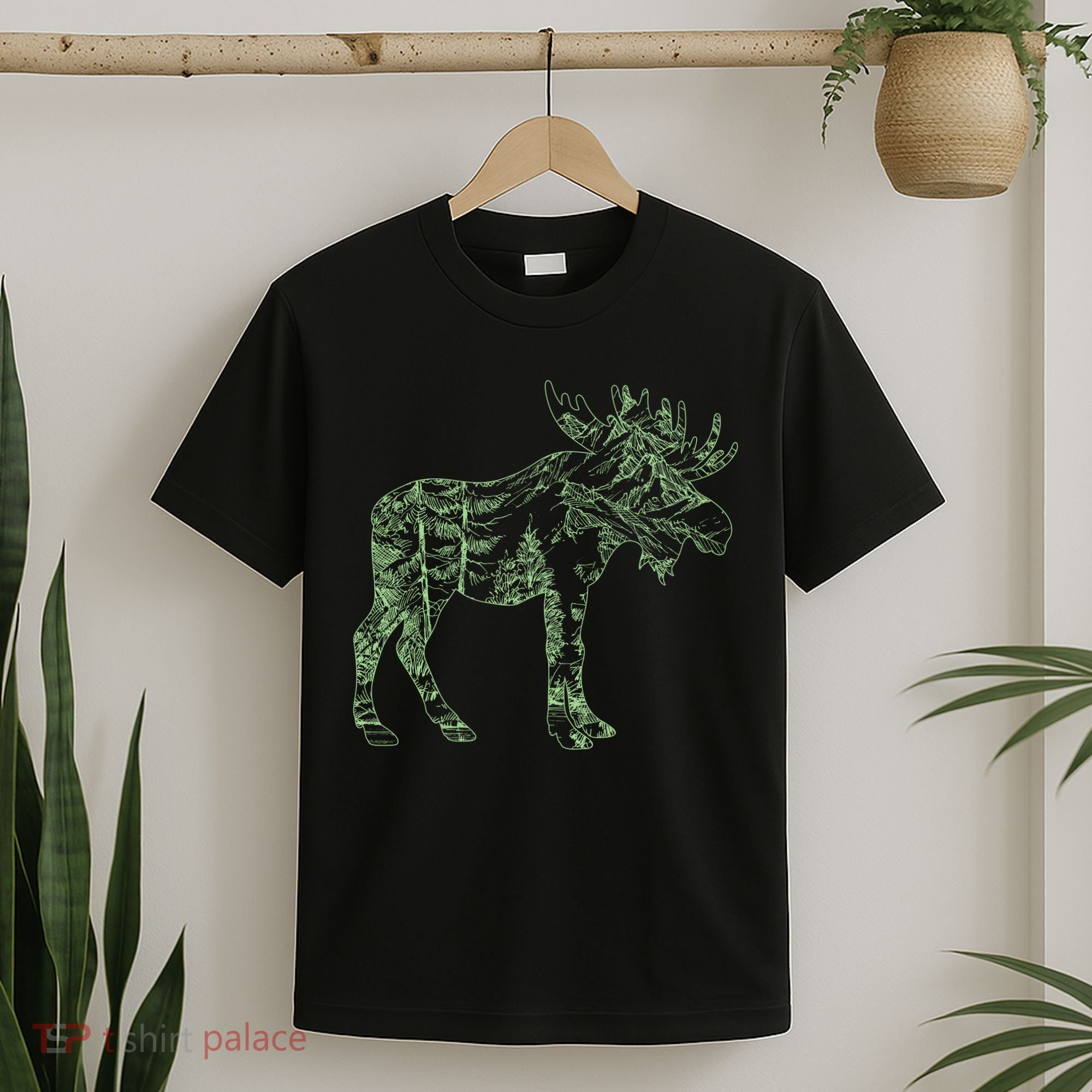 Vintage Nature Lover Moose Forest T-Shirt