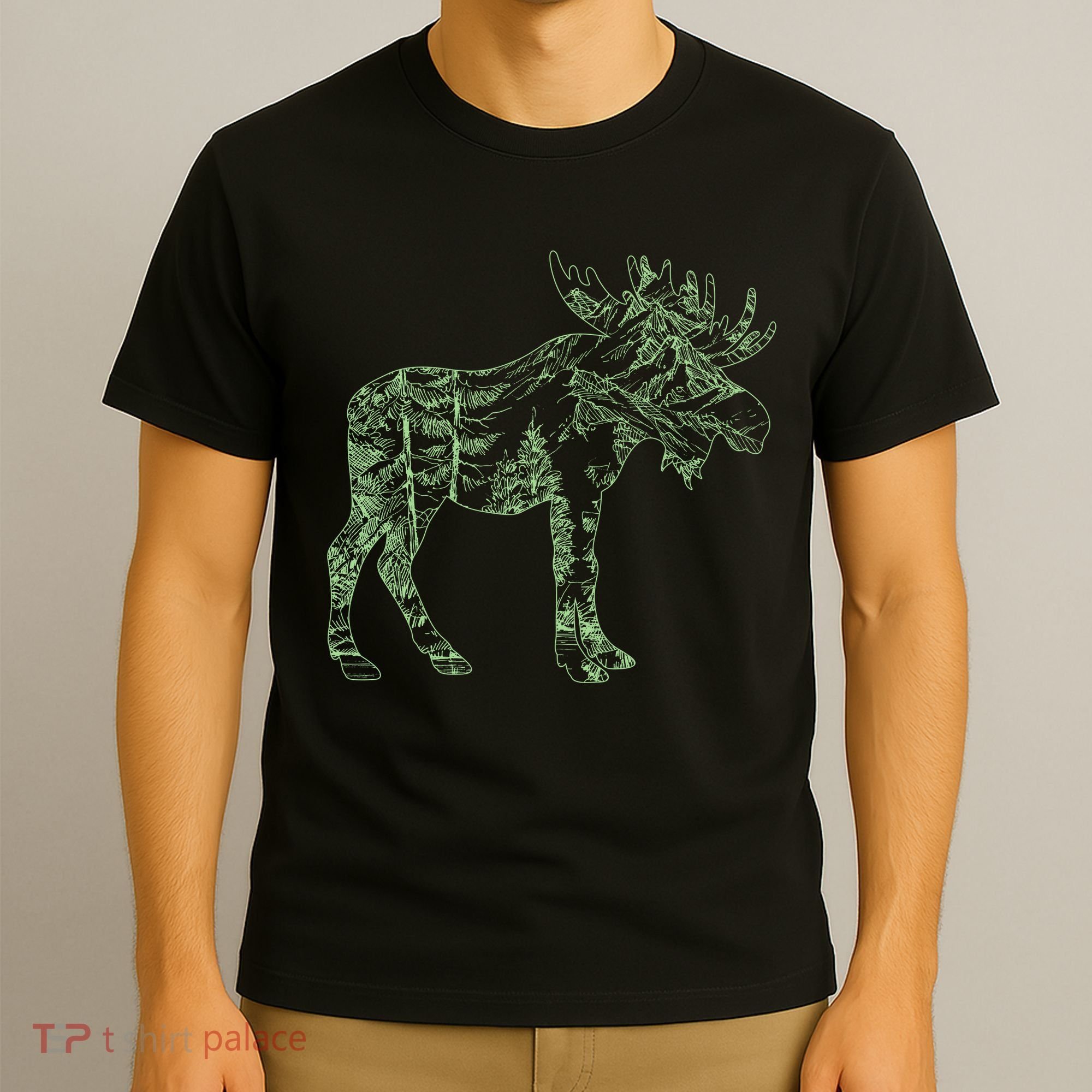 Vintage Nature Lover Moose Forest T-Shirt