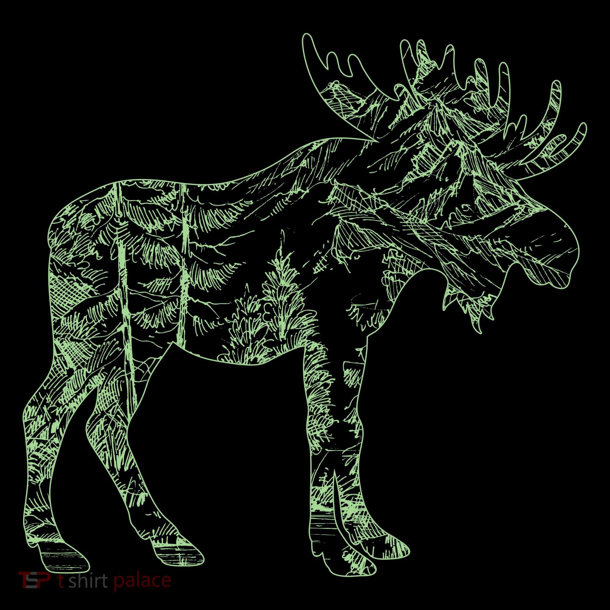 Vintage Nature Lover Moose Forest T-Shirt