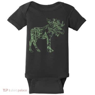 Vintage Nature Lover Moose Forest Baby Bodysuit
