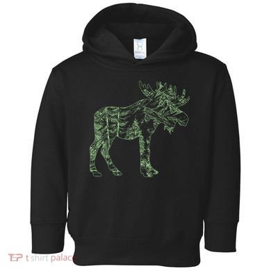 Vintage Nature Lover Moose Forest Toddler Hoodie