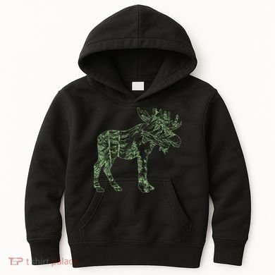 Vintage Nature Lover Moose Forest Kids Hoodie