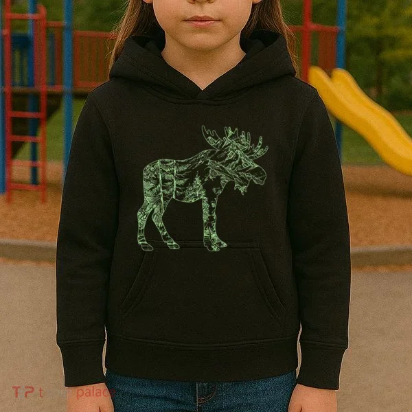 Vintage Nature Lover Moose Forest Kids Hoodie