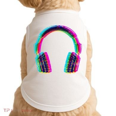Vintage Neon Headphones Doggie Tank