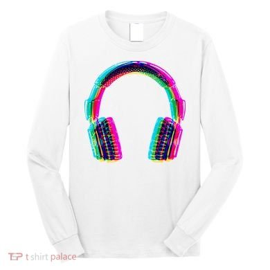 Vintage Neon Headphones Long Sleeve Shirt