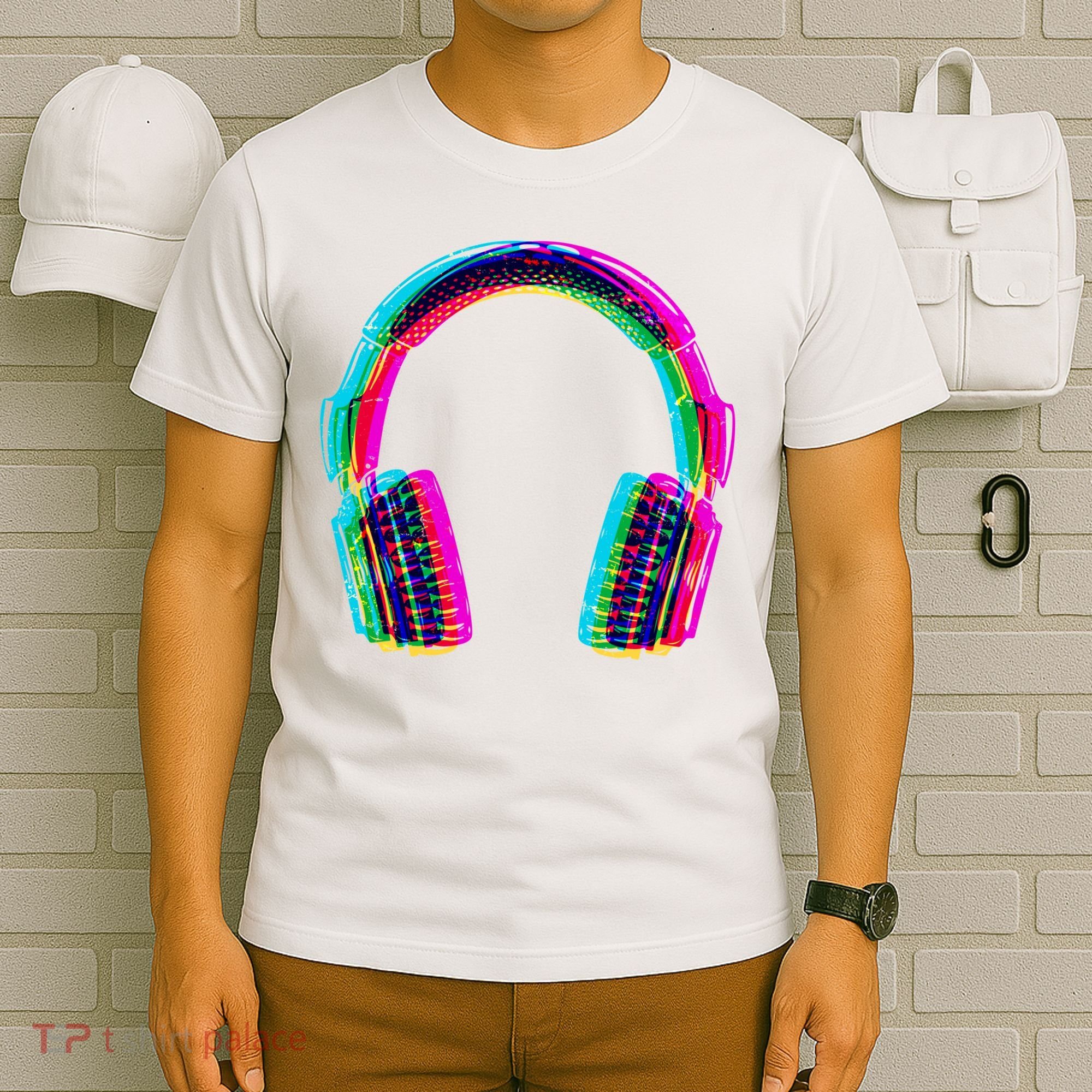 Vintage Neon Headphones T-Shirt