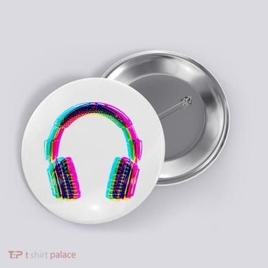 Vintage Neon Headphones Button