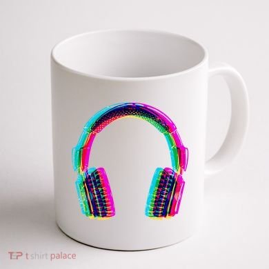 Vintage Neon Headphones Coffee Mug back