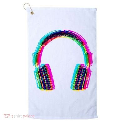 Vintage Neon Headphones Golf Towel