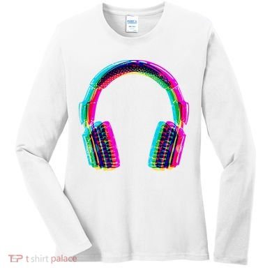 Vintage Neon Headphones Women's Long Sleeve Shirt