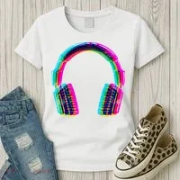 Vintage Neon Headphones Women's T-Shirt thumb 3