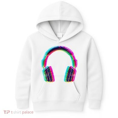 Vintage Neon Headphones Kids Hoodie