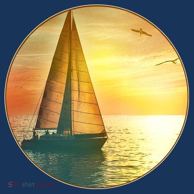 Vintage Ocean Sunset Sailboat Scene Sustainable Bucket Hat