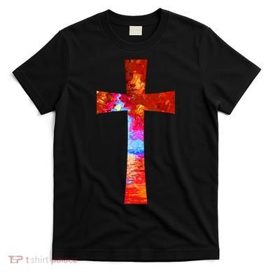 Vintage Oil Christian Cross Cool Pattern T-Shirt