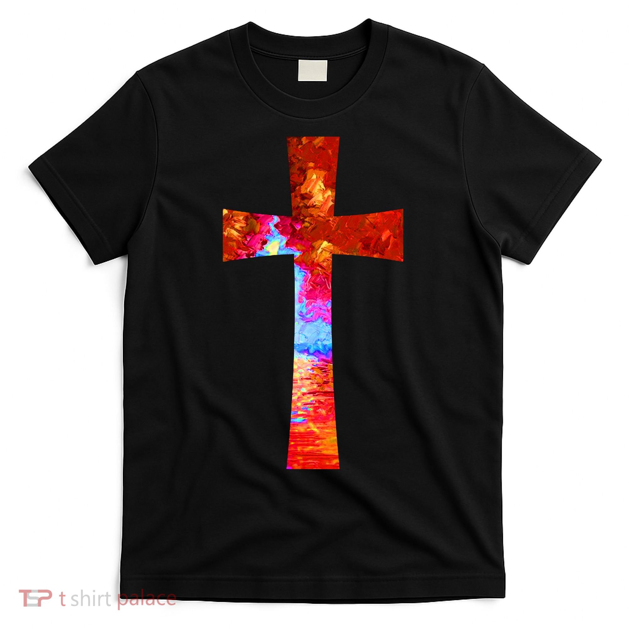 Vintage Oil Christian Cross Cool Pattern T-Shirt