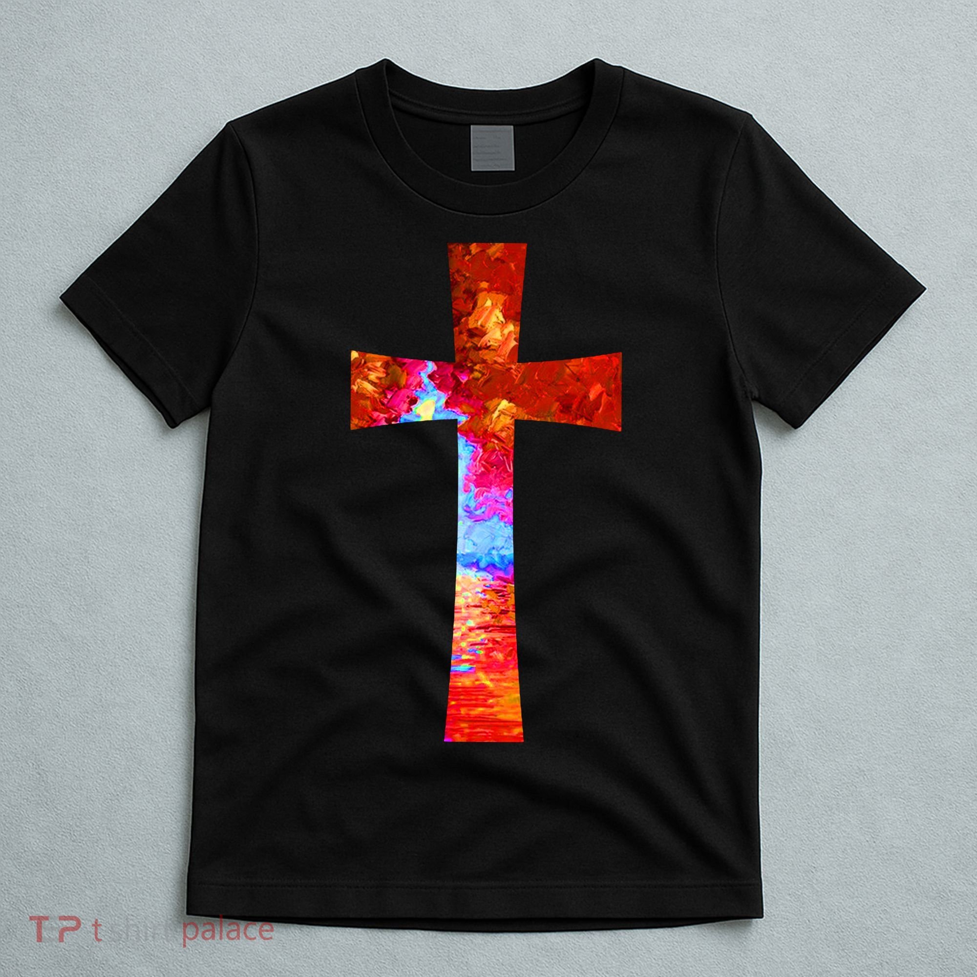 Vintage Oil Christian Cross Cool Pattern T-Shirt