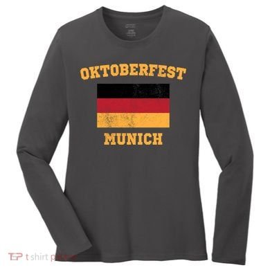 Vintage Oktoberfest Munich Flag Women's Long Sleeve Shirt