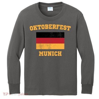 Vintage Oktoberfest Munich Flag Kids Long Sleeve Shirt