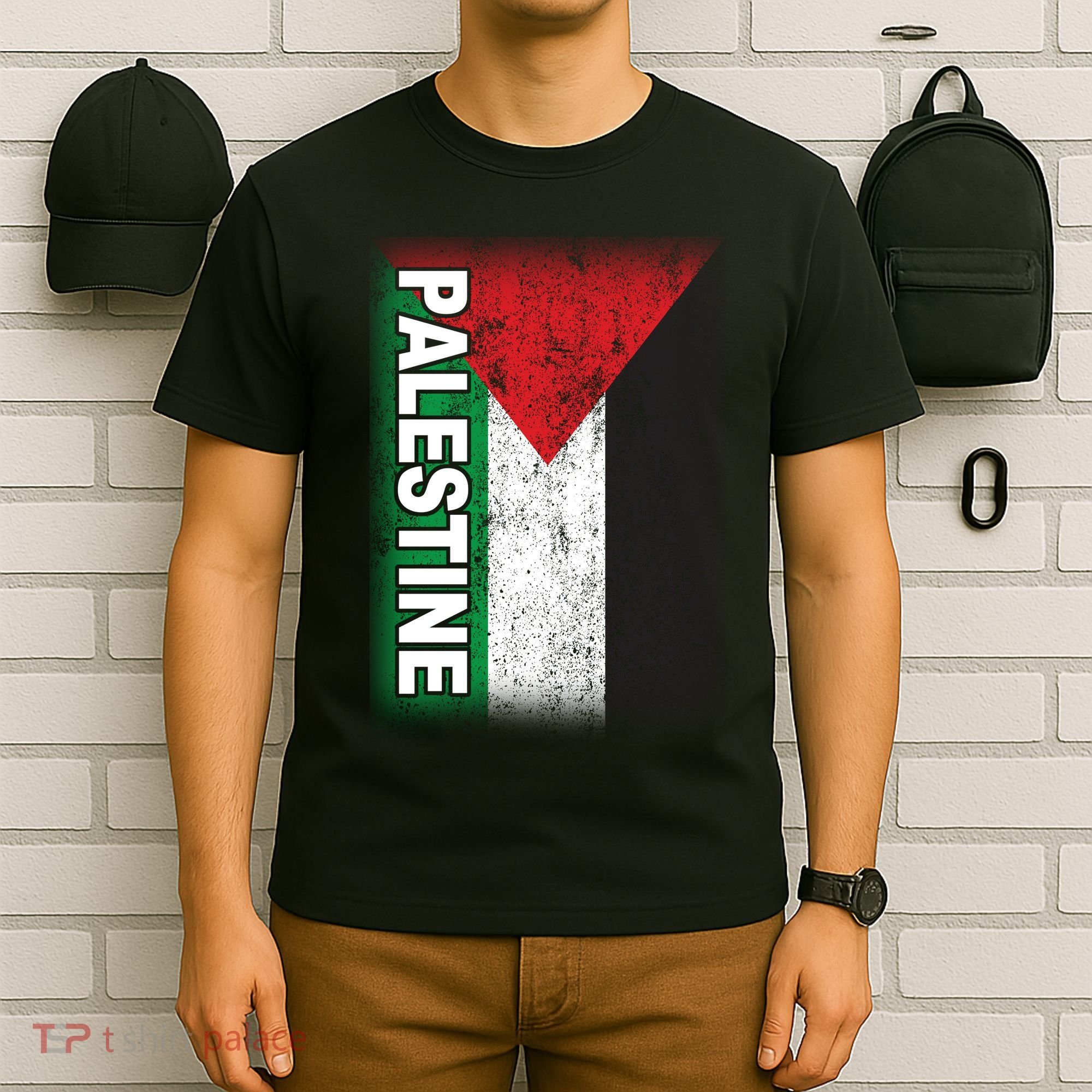 Vintage Palestine Flag Support Distressed T-Shirt